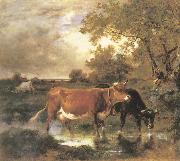Emile Van Marcke de Lummen Cows in a landscape oil painting